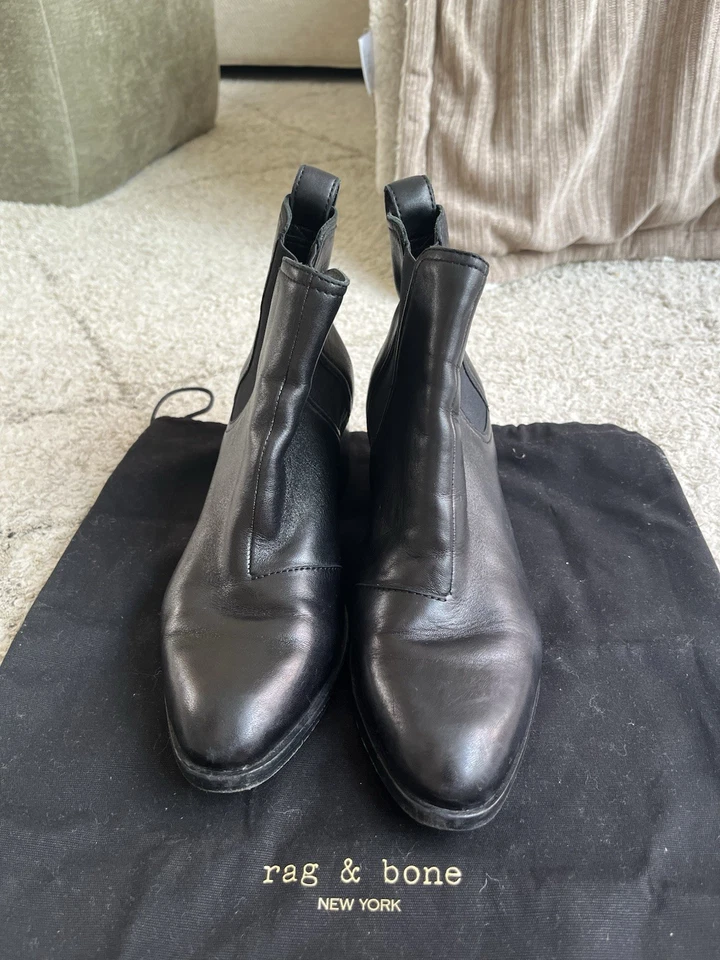 Rag & Bone Soft Leather Booties In Black Size: 36.5 (US 6.5) - Image 2 of 4