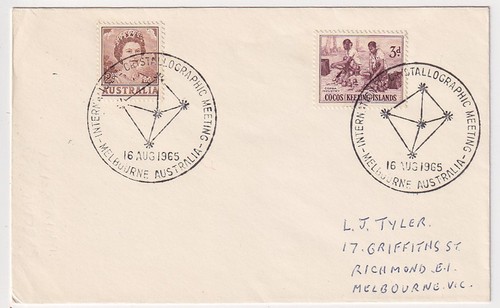 AUSTRALIA 1965: INTERNATIONAL CRYSTALLOGRAPHIC MEETING pictorial pmk on cover