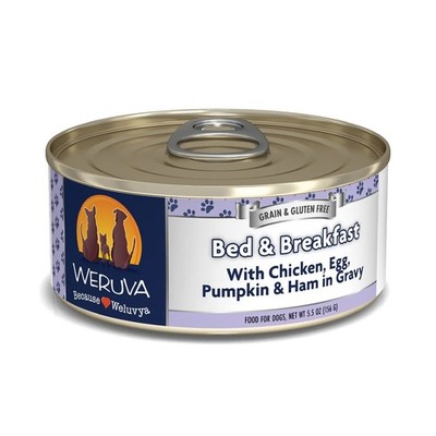 Weruva Bed & Breakfast Wet Dog Food Chicken Egg Ham Gravy 5.5oz 10 Pack