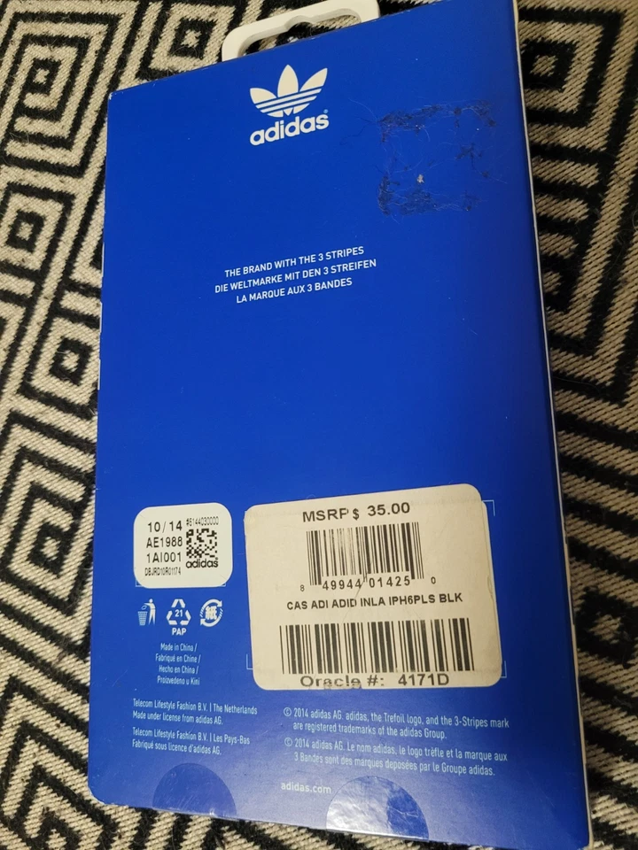 Capa rígida Adidas preta 3 listras I Phone 6 plus 5,5" - Imagem 2 de 3