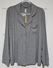 Skims Soft Lounge Ribbed Sleep Pajama Top Medium Heather Gray Kim Kardashian