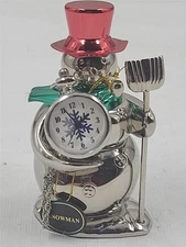 Beautiful Limited Edition Bulova B0426 Collectible Holiday Snowman Clock