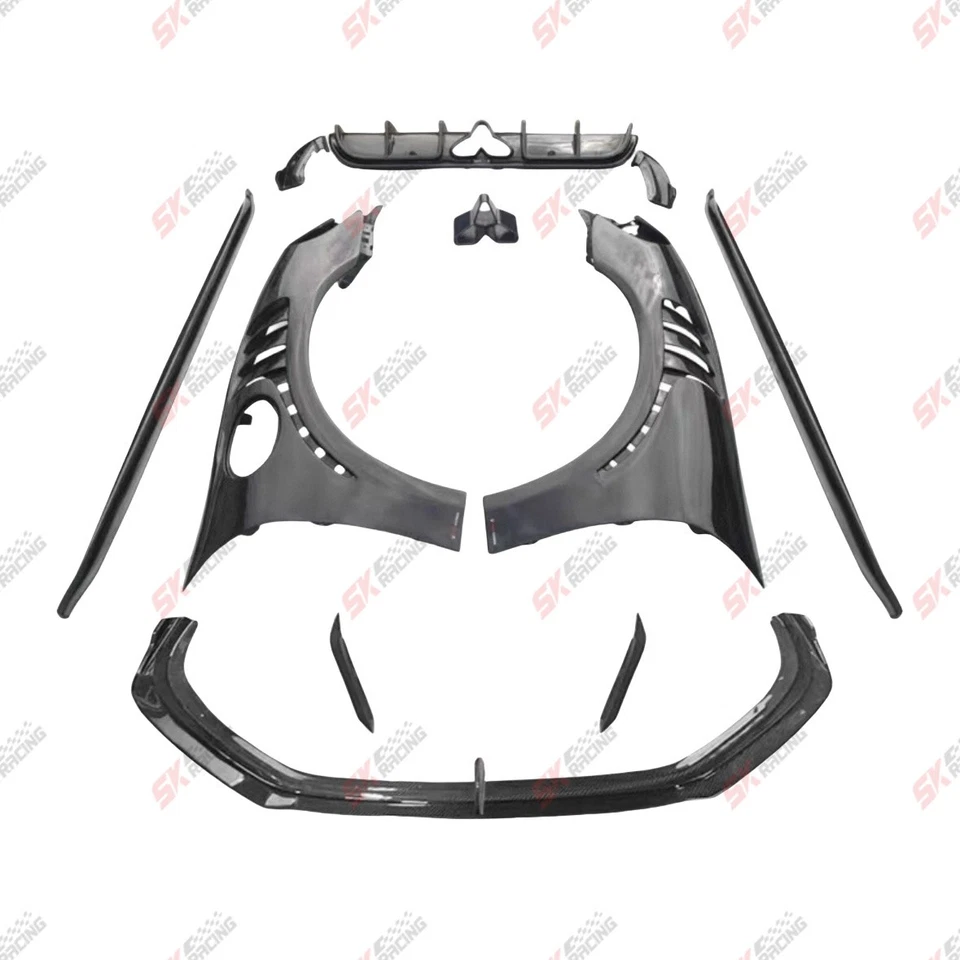 Kit difusor labio delantero trasero de fibra de carbono seco para Porsche 718 982 Boxster Cayman Foto 2 de 4