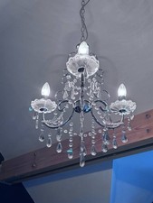 Chandelier Ceiling Light 3 Candle Bulb With Crystal Drop Pendants