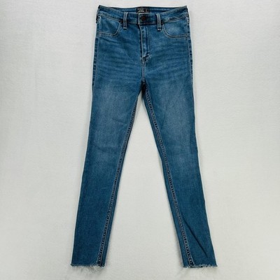 Abercrombie & Fitch Simone High Rise Jegging Jeans Womens 27 Blue Raw Hem Denim