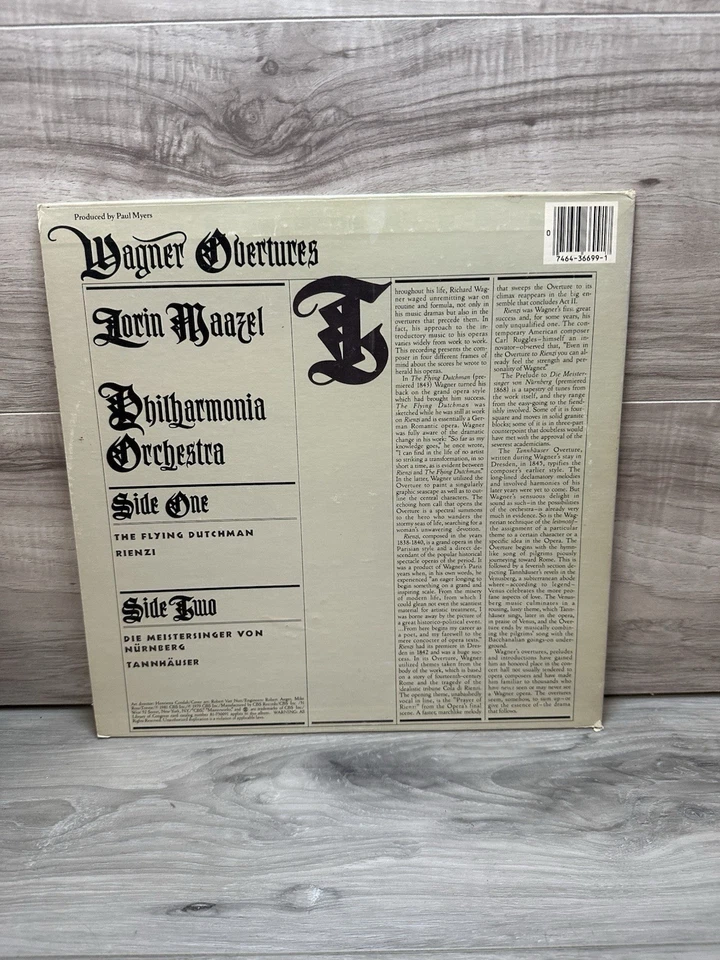Wagner Overtures Lorin Maazel 1981 Record NM CBS Masterworks M 36699 Classical - Image 2 of 4