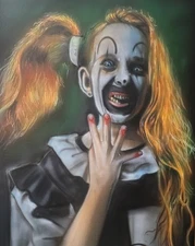 Custom Airbrushed "Pale Girl" on 16x20 Canvas Board. UV activated