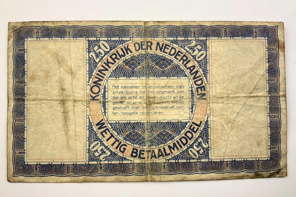 1938 Netherlands Zilverbon 2 1/2 2.50 Gulden Silver Voucher Banknote II886 - Image 4 of 4