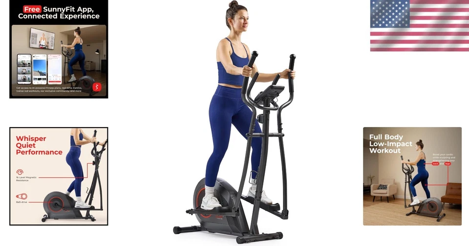 Elliptical Trainer Magnetic Resistance Home Gym Low-Impact Cardio Indoor - Image 2 of 4
