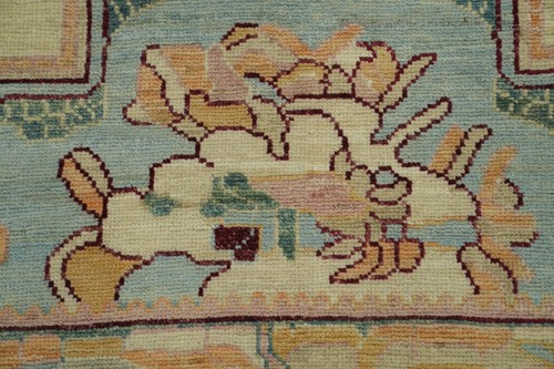 Vegetable Dye Beige / Ivory Oushak Turkish Area Rug 9x12 Handmade Wool Carpet - Picture 6 of 13