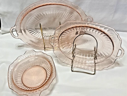 Vintage Pink Depression Glass ~~ 3 Mayfield Serving Dishes