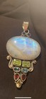 Blue Moonstone Iridescent Multi Topaz Gemstone PENDANT Bali .925 — photo 4