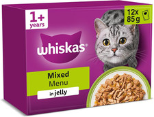 Whiskas 1+ Mixed Selection in Jelly 48 X 85 G Pouches, Adult Cat Food, Pack of 4 3.77 per kilo