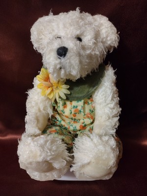 Rare Vintage GANZ LITTLE DIPPERS SCENTED WAX FIGURE Teddy Bear Floral Dress Look