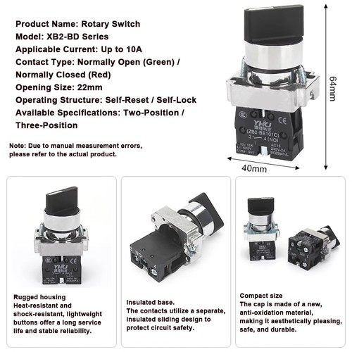 2MM Panel Mount 2/3 Position Latching Selector Switch & Normally Open Contact - Picture 3 of 16