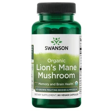 Swanson Organic Lion's Mane Mushroom 500 mg 60 Vegan Caps