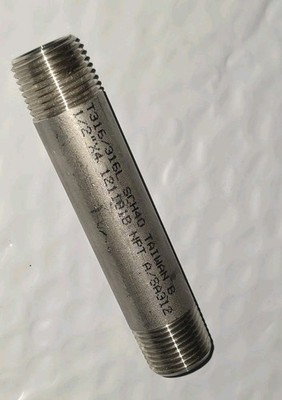 Aluminum 1/2'' x 4'' Nipple T316/316L SCH40 NPT 121101B M A/SA312 Pipe
