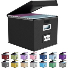 File Organizer Box with Lid, Collapsible File Folder Organizer for Office Doc...