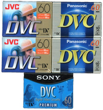 Mixed Lot of 5 Mini DVC Digital Video Cassette Blank Tape 60 min. New Sealed