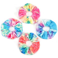 4Pcs Tie Dye Hair Ties Soft Colorful Tie Dye Hair Scrunchies for Women Teen Girl