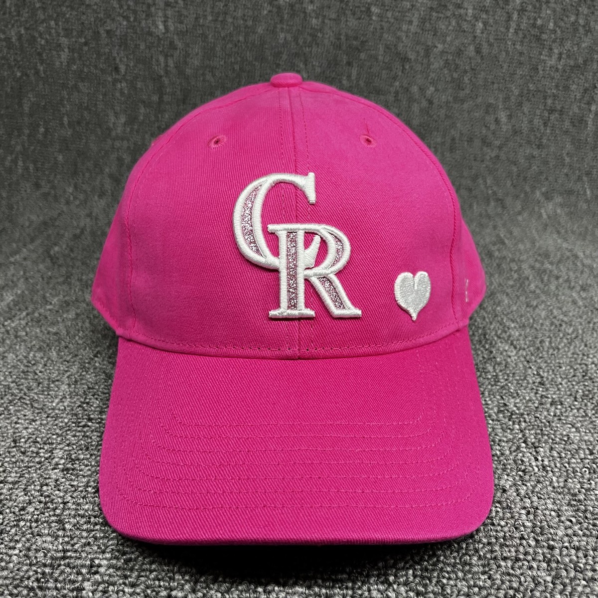 Colorado Rockies '47 Brand Kids Pink Glitter CR Heart Clean Up Adjustable Hat
