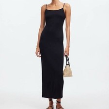 NWT Madewell Women's XS Black Knit Tank Midi Dress Sleeveless Summer