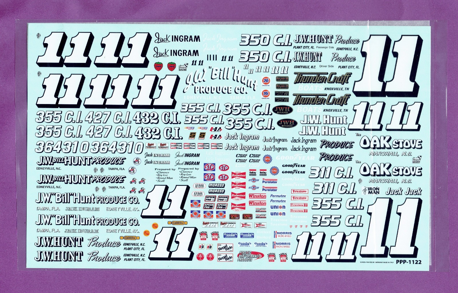 1/25 POWERSLIDE PPP DECALS JACK INGRAM #11 SPORTSMAN NOVA/CHEVELLE NASCAR DECALS