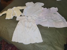 Lot of Four True Vintage Sheer Cotton Embroidered Baby Pink Infant Dresses 20's