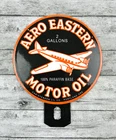 VINTAGE AERO EASTERN MOTOR OIL GASOLINE GAS PUMP STATION PORCELAIN TOPPER SIGN