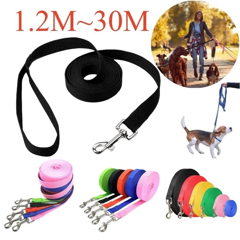 1.2M-30M Long Nylon Training Leash Dog Lead Pet Puppy Recall Rope Obedience Slip