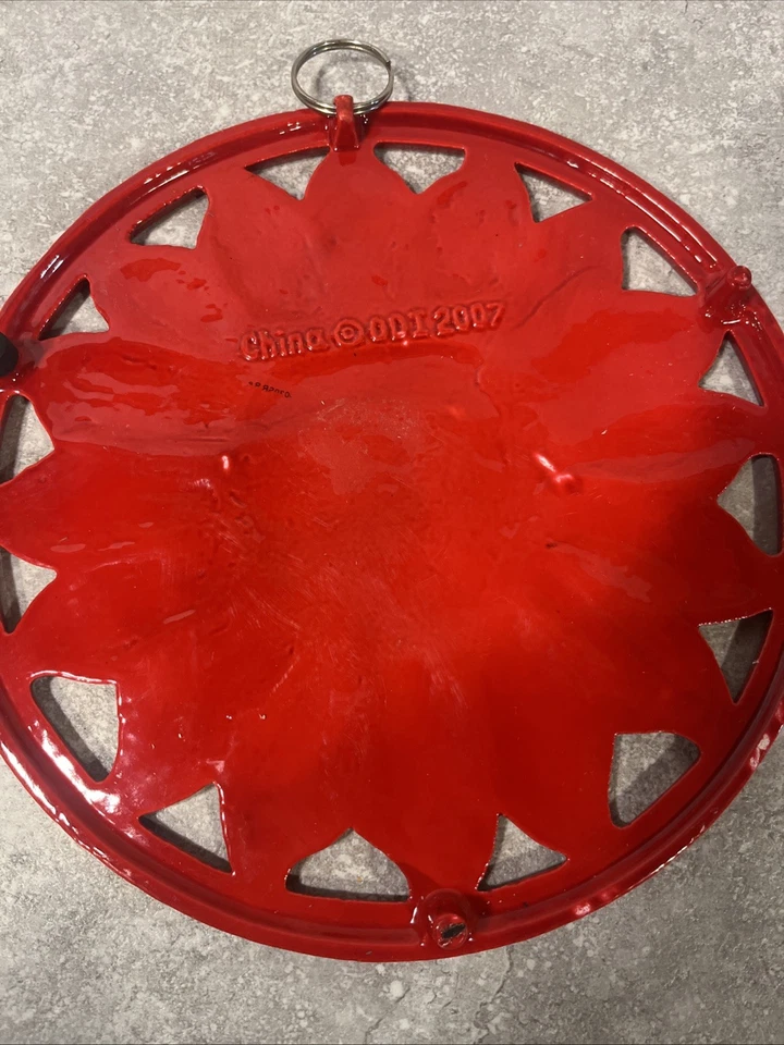 Antiguo Remache Dutch International Sun 8.5" Redondo Esmaltado Hierro Fundido ROJO Foto 4 de 4