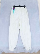 VINTAGE 90s Tracksuit Bottoms Medium M Mens White Trackies Zip Pockets Shellsuit