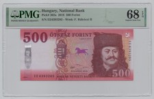Hungary, 2018, 500 Forint, PMG 68	    Shipping  fee combined