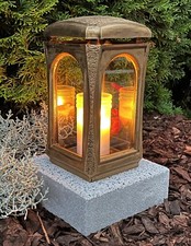 Grablaterne Sockel Grablampe Laterne Grableuchte Grablicht Grabschmuck Kerze