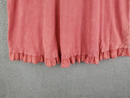 Altar'd State Blouse Womens Medium Pink Short Sleeve Hem Ruffle Knit Top - Picture 3 of 11