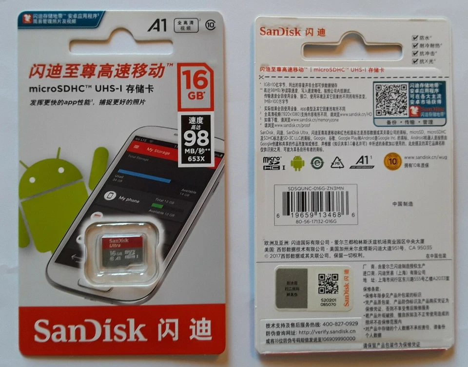 Sandisk Micro SD 16GB 98MB FREE FAST SHIPPING FROM CA. USA $12.99- 2PK - Image 4 of 4