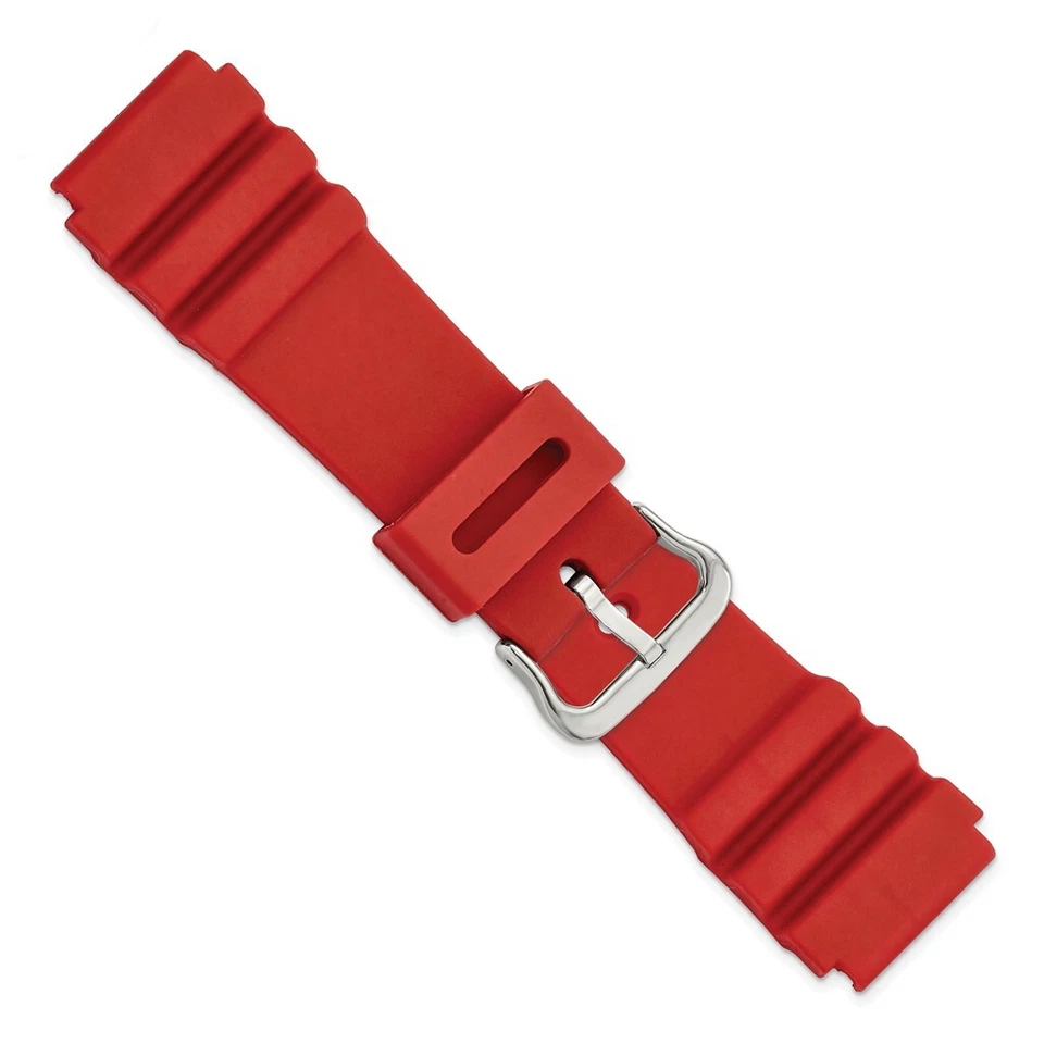 Correa de reloj deportiva Gilden 22 mm poliuretano rojo tono plateado hebilla Foto 4 de 4