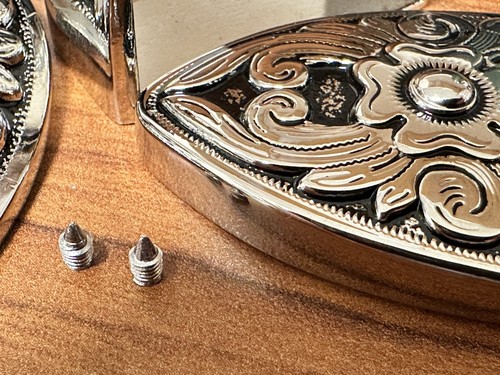 Western 3-Piece Belt Buckle Set Floral Engraved Silver Metal Cowboy Rodeo Style - Picture 4 of 8