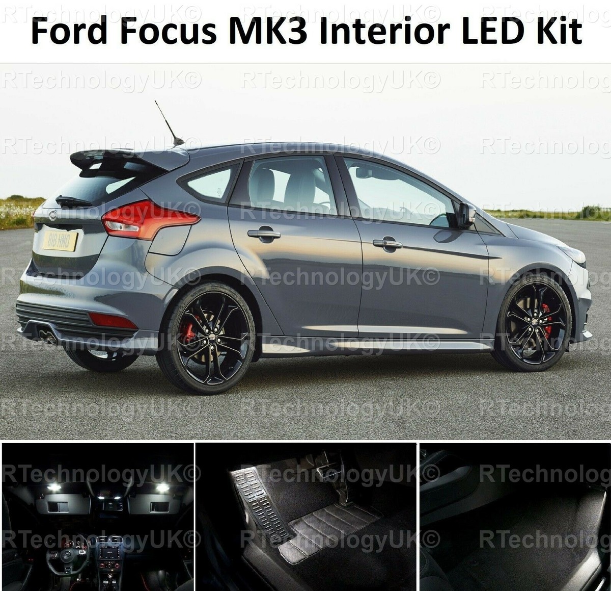 RTechnologyUK Ford Focus MK3 Interior LED Upgrade Kit – Xenon White Bulbs