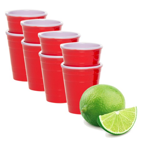Mini Red Party Cup 100 Pc - 2 Oz. Plastic Shot Cups for Condiments Nuts Samples - Bild 5 von 9