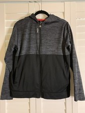 Reebok Kids Boys Size XL Gray Black Zip Hoodie Sweater Windbreaker