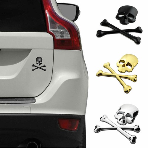 3D Metal Skull Skeleton Styling Car Motorcycle Truck Emblem Badge Sticker Decal - Picture 5 of 24