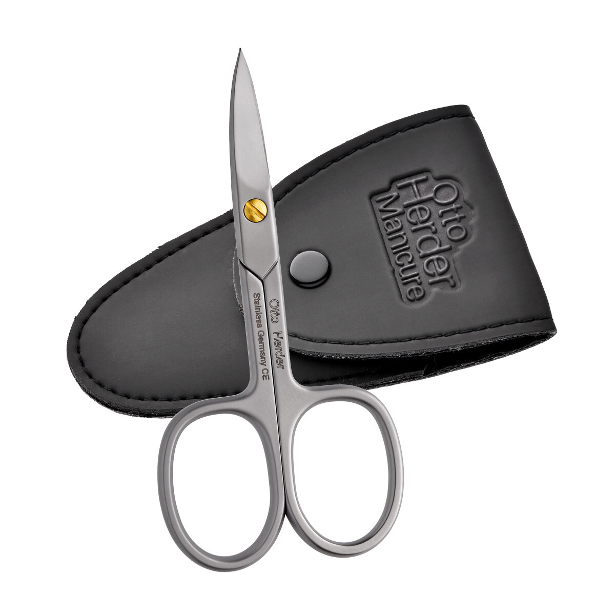 Profi Nagelschere rostfrei 9cm im Etui goldener nachstellbarer Schraube