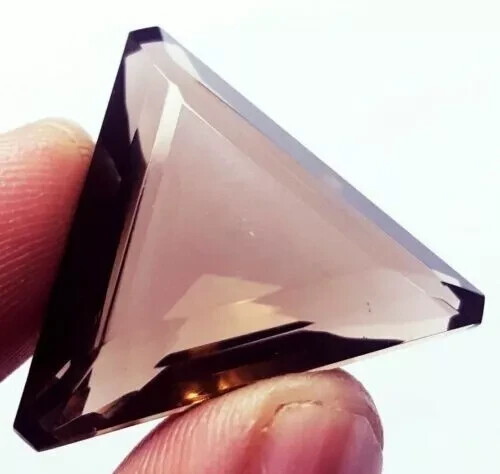 Quarzo fumè brasiliano taglio trilione pietra preziosa sfusa certificata 36,90 ct ~ regalo gratuito - Foto 2 di 6