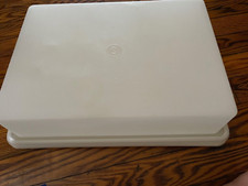 Vintage Tupperware Fresh N Fancy Cake Carrier Taker Rectangle Almond