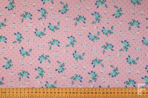 Rosen & Nadel Punkte Blumen Design – Bedruckt Polycotton Stoff - Feder - Bild 4 von 20