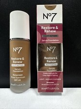 No7 Restore & Renew Multi Action Serum Foundation SPF~20, Umber (1 fl oz) Sealed