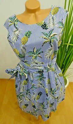 Alba Moda Kleid Gr. 42 46 48 blau weiß gestreift maritim Ananas Sommerkleid