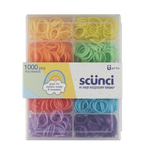 Scunci No-Damage Mini Poly-Band Pferdeschwanz Halter Haargummis, sortiert, 1000 Stück