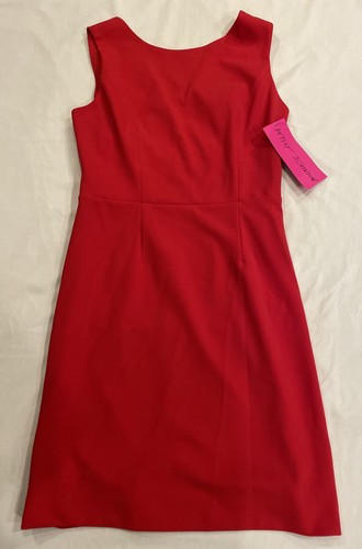 Betsey Johnson Dress 8 Crew Neck Sheath Cross Back Mini Red Cocktail Women’s NWT
